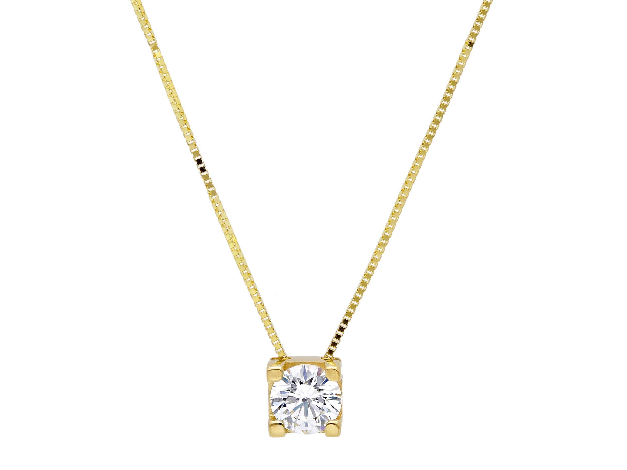 Golden necklace with white zircon (code S168878)